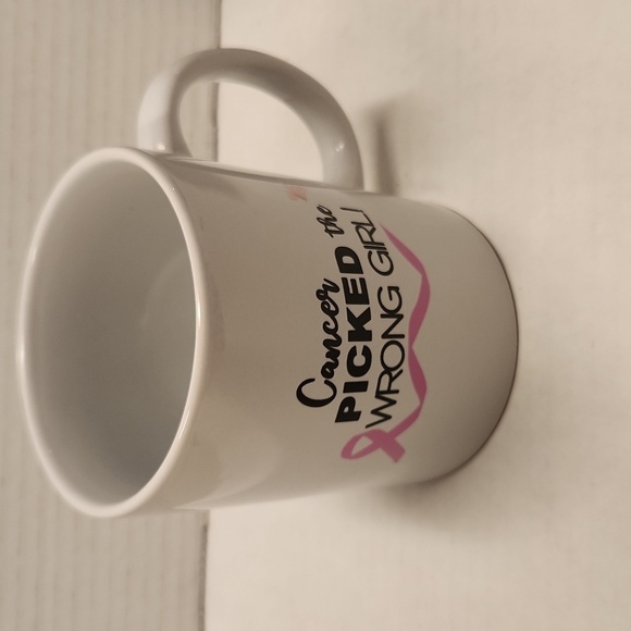NWT CANCER Mug PICKED THE WRONG GIRL breast cancer awareness coffee Cup - Picture 3 of 6